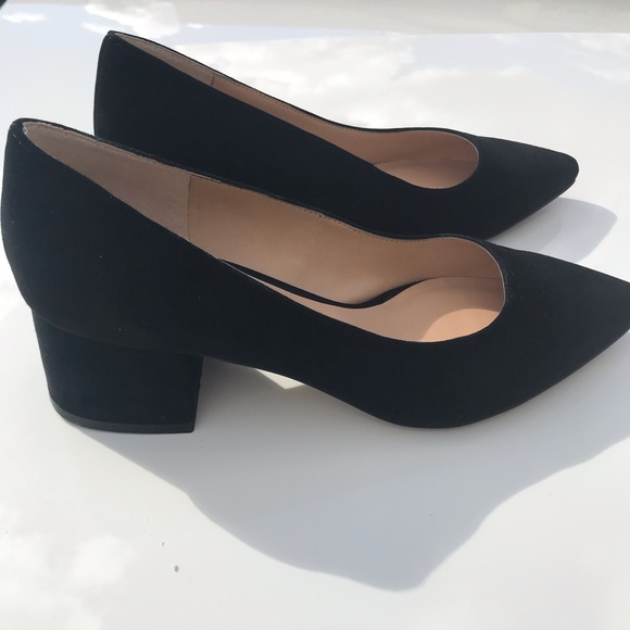 Black Suede Low Block Heel - Picture 7 of 7